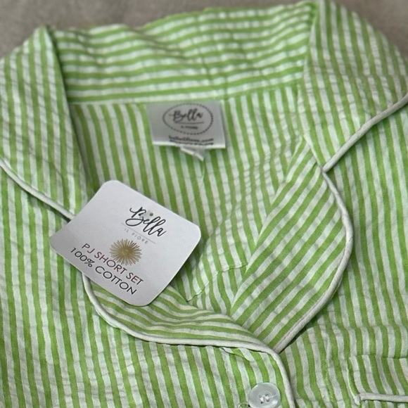 Belle Il Fiore Pajamas Ultra Soft Seersucker Womens PJ Ruffled ShortSet NWT - Picture 5 of 7